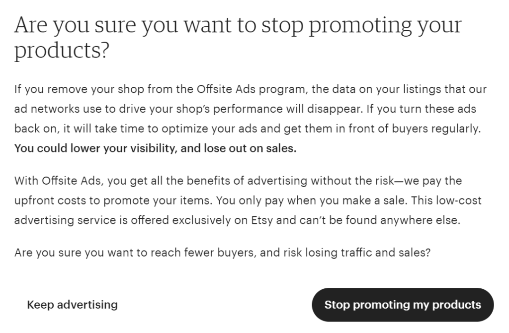 Opting Out of Etsy Offsite Ads
